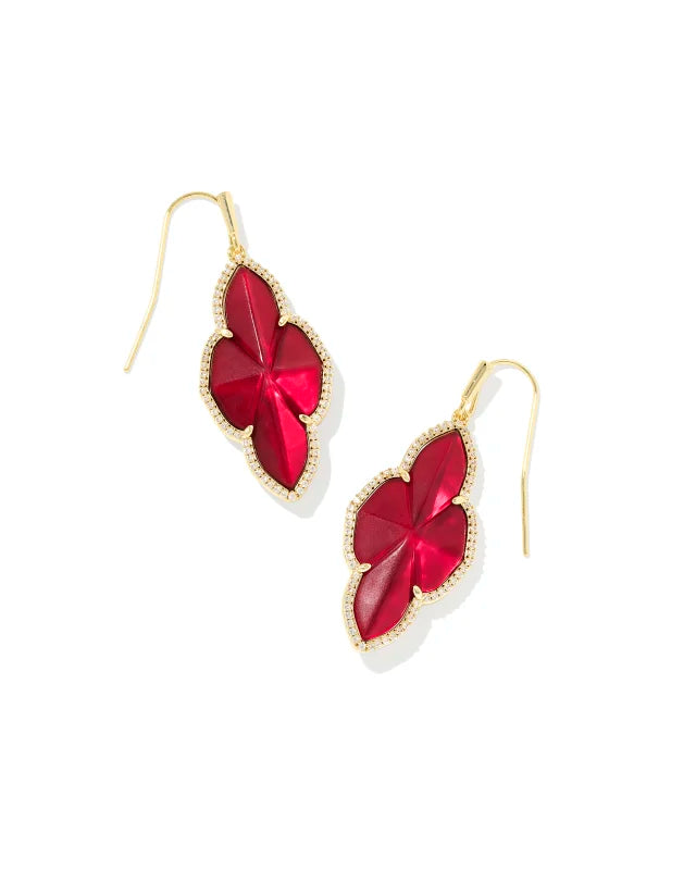 Kendra Scott: Abbie Pave Frame Drop Earrings In Gold Cranberry Illusion