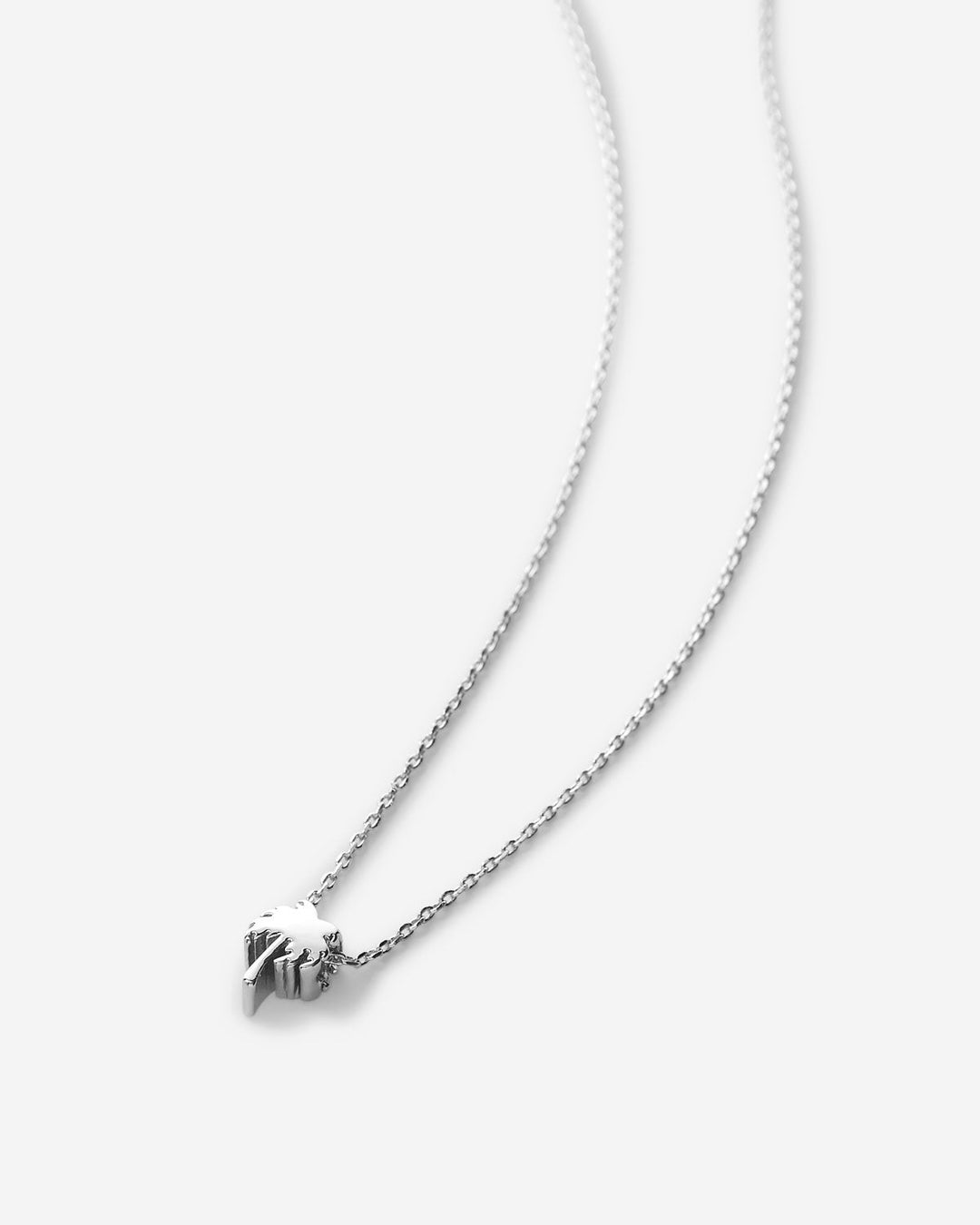 Bryan Anthony Breathe Icon Necklace in silver with delicate chain on white background