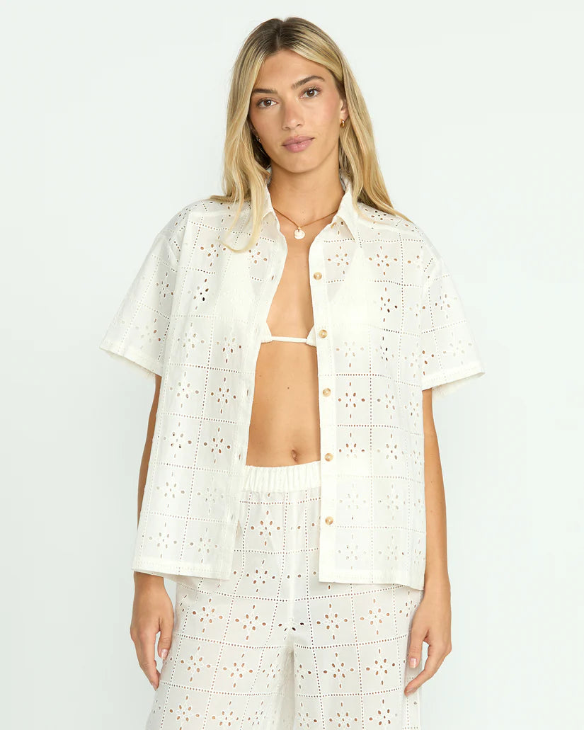Billabong: Eyelet Crush Beach Coverup Top in Stencil