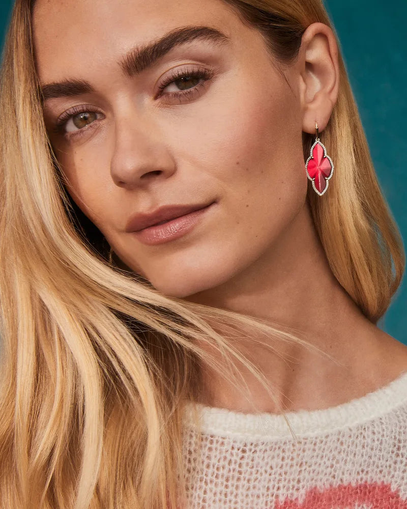 Kendra Scott: Abbie Pave Frame Drop Earrings In Gold Cranberry Illusion