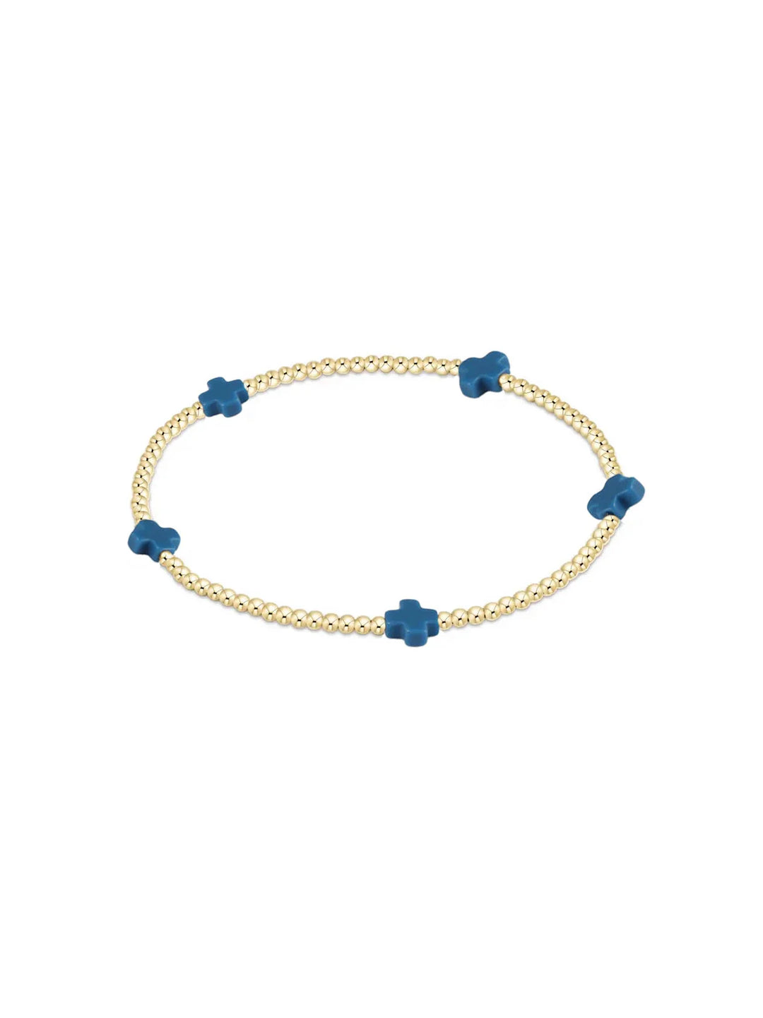 Enewton: Signature Cross Bracelet Gold Pattern Bead in Cobalt