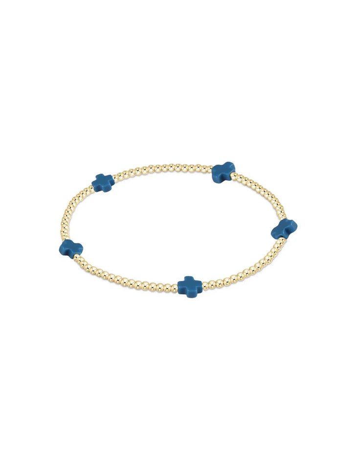 Enewton: Signature Cross Bracelet Gold Pattern Bead in Cobalt