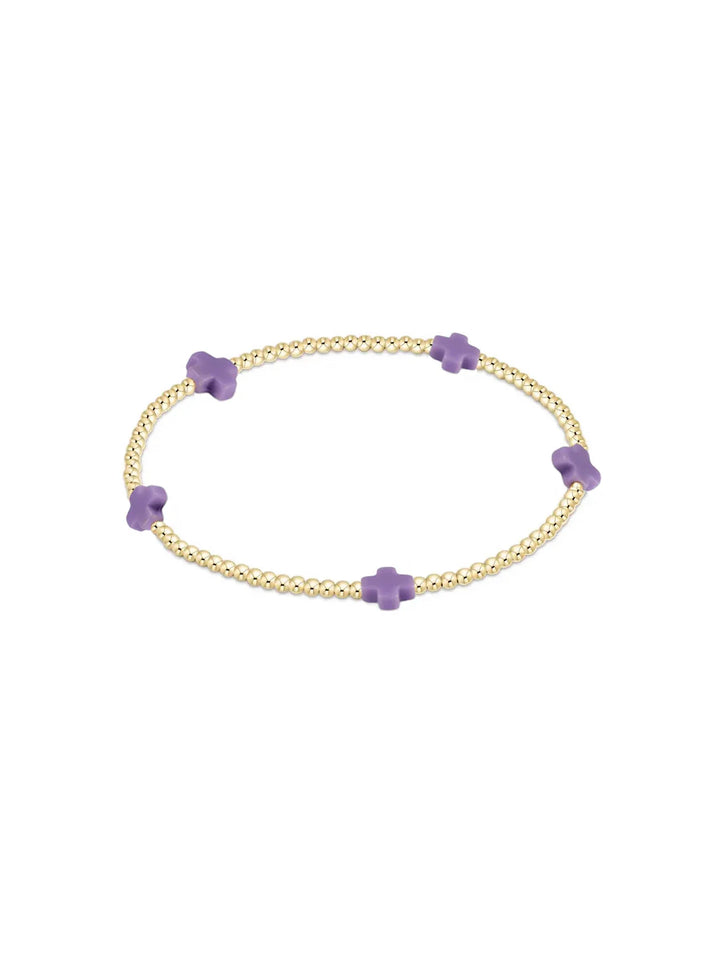Enewton: Signature Cross Small Gold Pattern Purple