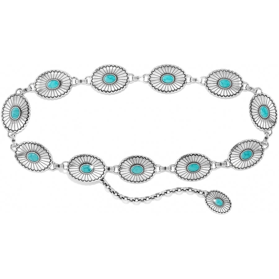 Brighton Farmington Classic silver concho belt with oval turquoise stone centers