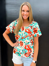 Load image into Gallery viewer, Jade: Puff Sleeve Ethnic Print Top
