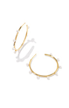 Load image into Gallery viewer, Kendra Scott: Leighton Pearl Hoop Earrings in White Pearl
