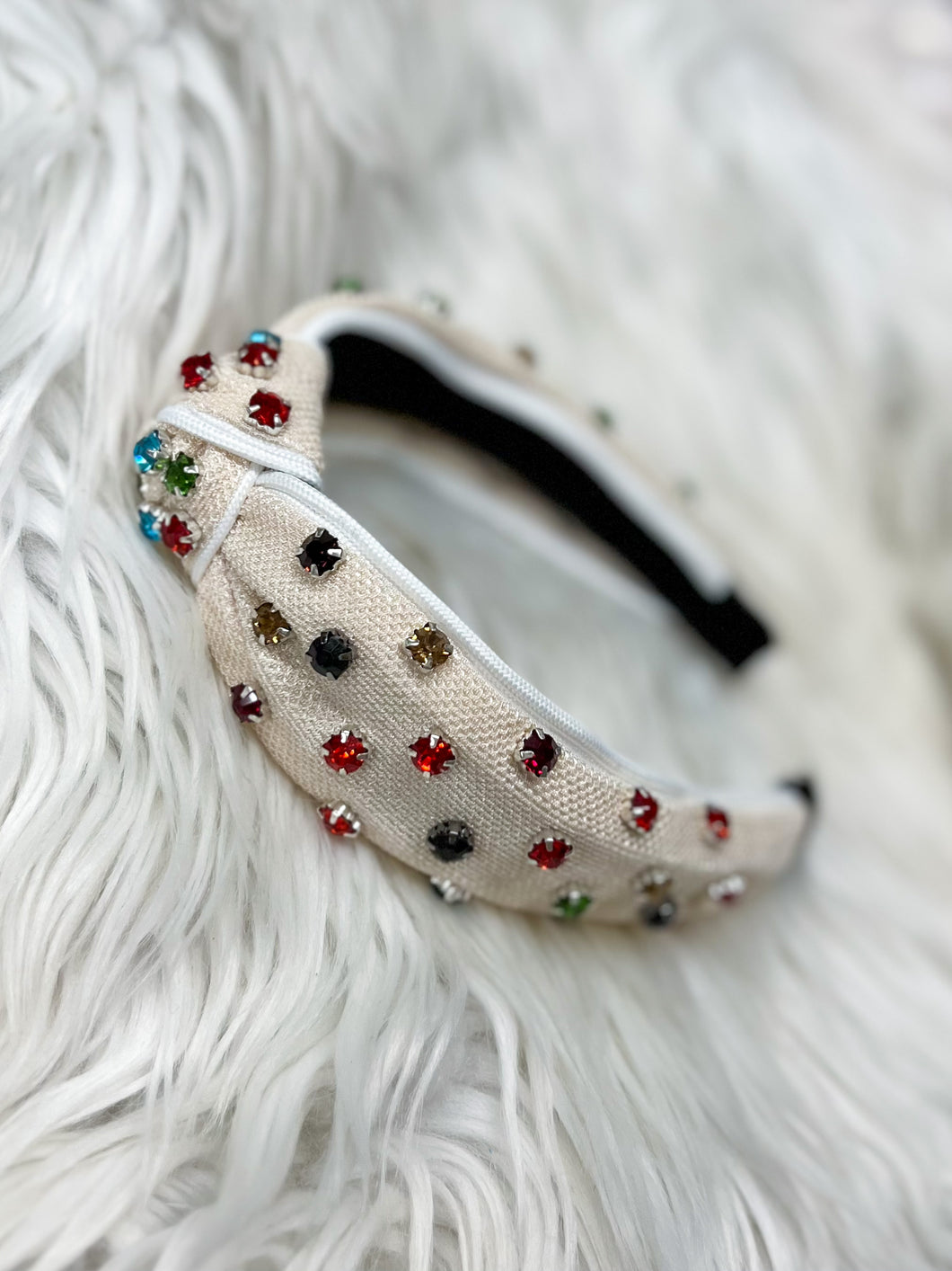 Fun & Fabulous: Multi Color Bling Headband in Cream