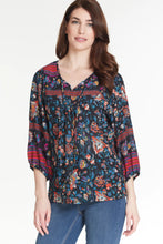 Load image into Gallery viewer, Multiples: 3/4 Sleeve Tie Front Neck Crinkle Woven Top

