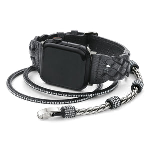 Brighton: Sutton Black Braided Leather Watch Band - W2042A