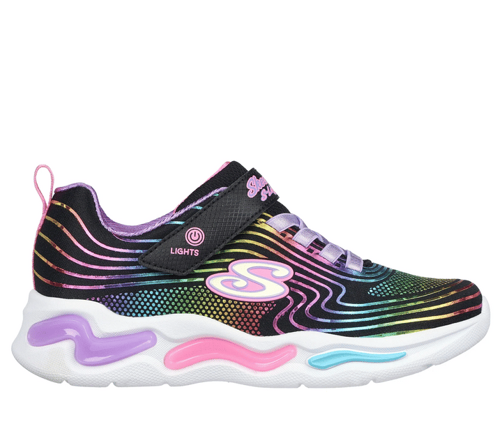 Skechers: Kids Wavy Beams Black Sneakers - The Vogue Boutique