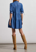 Load image into Gallery viewer, Tribal: Roll Up Sleeve Shirt Dress in Indigo
