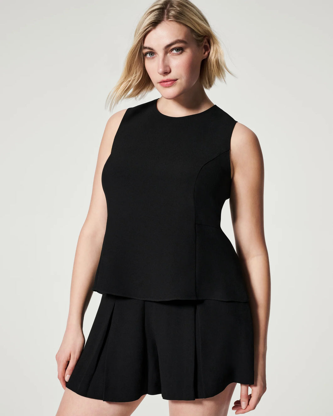 Spanx: Crepe Peplum Tank in Classic Black
