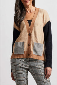 Tribal: Long Sleeve Colorblock Sweater Cardigan in Nomad
