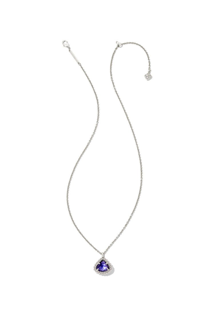 Kendra Scott: Framed Kendall Short Pendant Necklace Rhod Dark Lavender Illusion