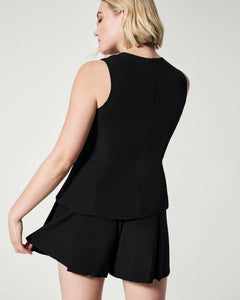 Spanx: Crepe Peplum Tank in Classic Black