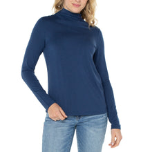 Load image into Gallery viewer, Liverpool: Long Sleeve Mock Neck Knit Top in Night Sky Blue
