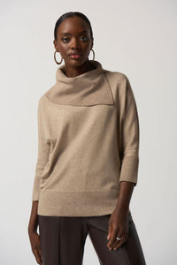 Joseph Ribkoff: Latte Mélange Asymmetrical Sweater