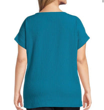 Load image into Gallery viewer, Multiples: Band Sleeve Drop Shoulder Scoop Neck in Deep Peacock
