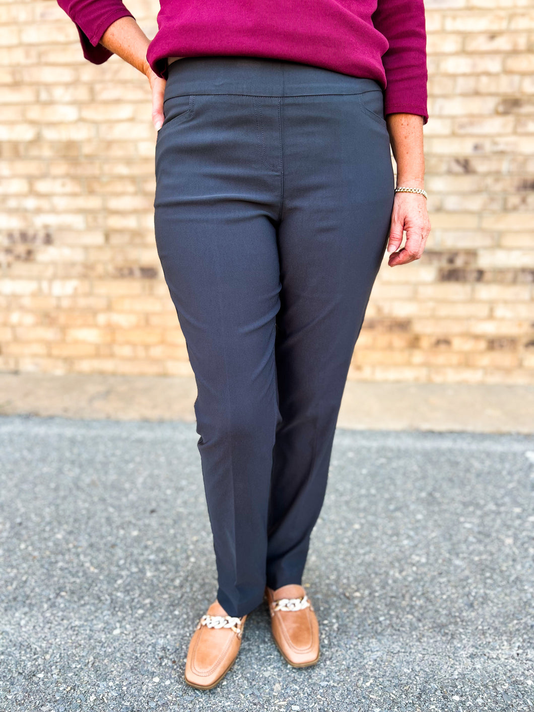 Multiples: Ankle Pant in Deep Charcoal