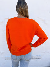 Load image into Gallery viewer, Why Dress: Orange Sequin Football Sweatshirt
