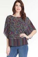 Load image into Gallery viewer, Multiples: Short Sleeve Multi Print Crinkle Poncho Top &amp; Solid Knit Cami

