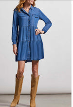 Load image into Gallery viewer, Tribal: Roll Up Sleeve Shirt Dress in Indigo
