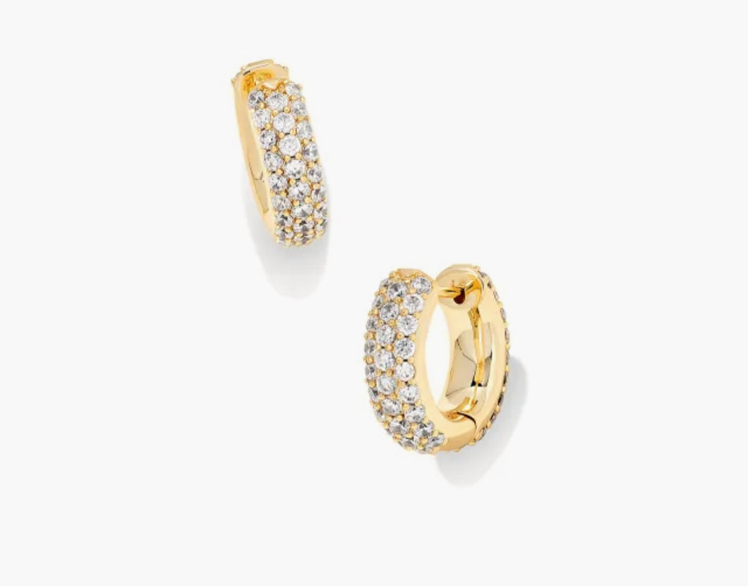 Kendra Scott: Mikki Pave Huggie Earrings in Gold