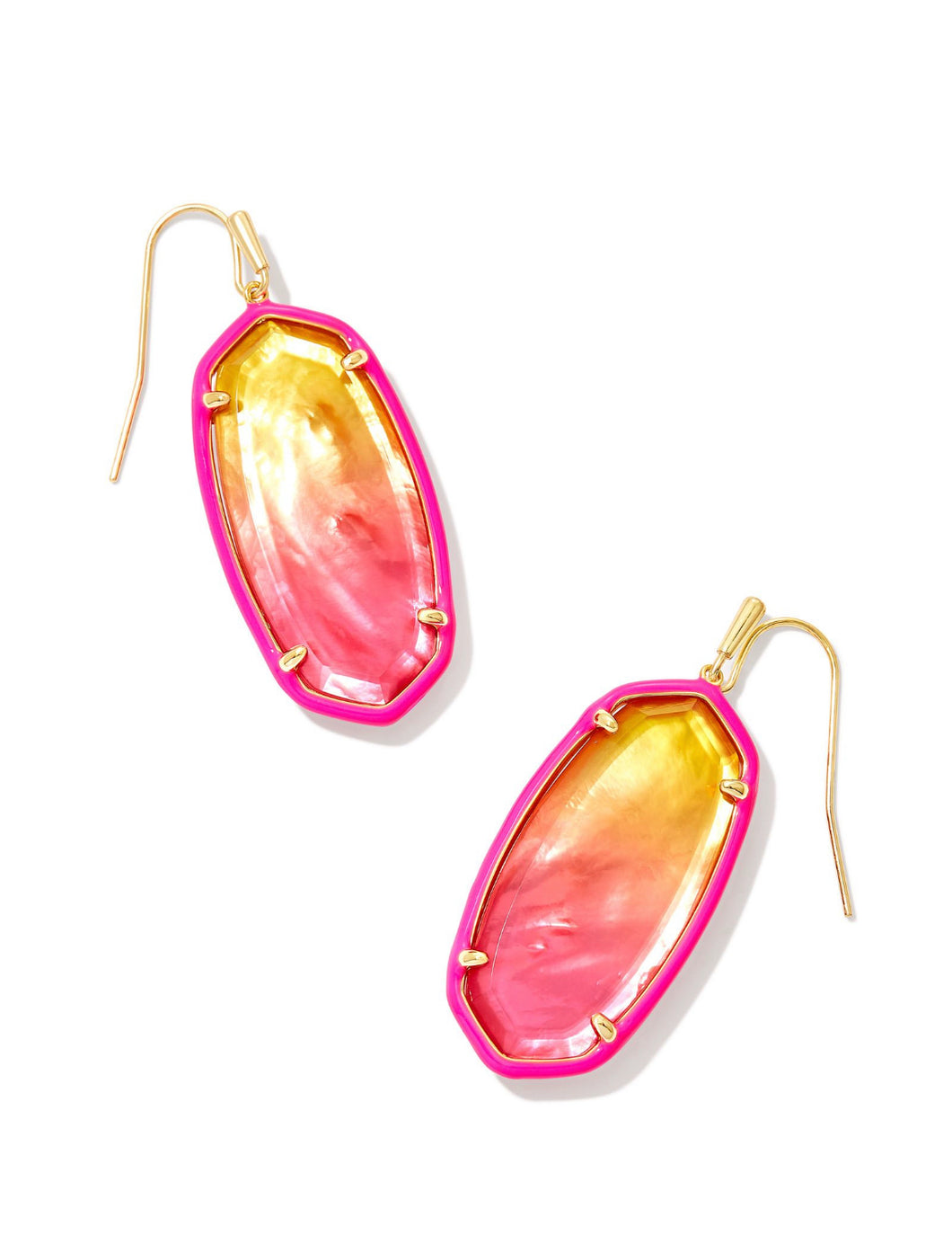 Kendra Scott: Elle Enamel Framed Earrings in Gold Sunset