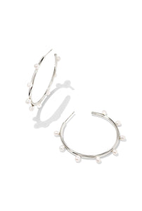 Kendra Scott: Leighton Pearl Hoop Earrings in White Pearl