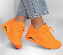 Load image into Gallery viewer, Skechers: Uno Night Shades Neon Orange Sneakers
