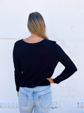 Load image into Gallery viewer, Tribal: Long Sleeve V-Neck Top with Buttons in Black
