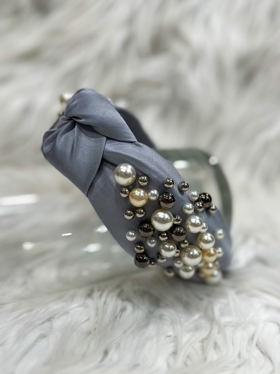 Fun & Fabulous: Grey Pearl Cluster Headband