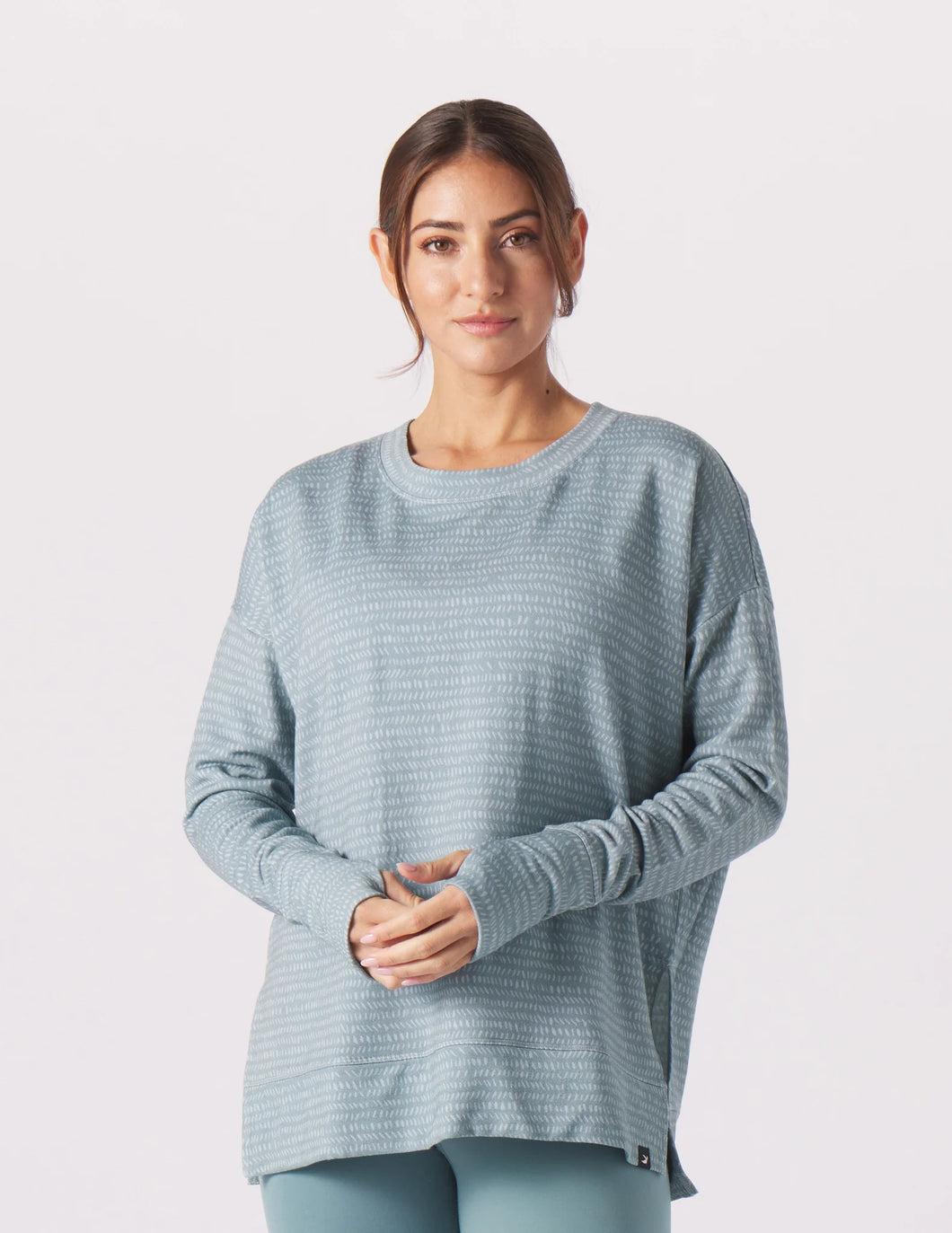 Glyder: Lounge Long Sleeve Top in Lagoon