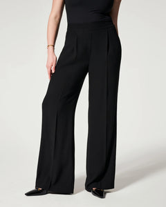 Spanx: Crepe Pleated Trouser in Classic Black