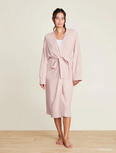 Barefoot Dreams: CCL Barbie Robe in White Dusty Rose
