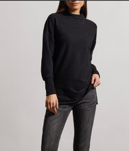 Load image into Gallery viewer, Tribal: Funnel Neck Tunic with Side Slits in Black
