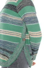 Load image into Gallery viewer, Liverpool: Raglan Sweater with Rounded Hem in Emerald Multi Stripe
