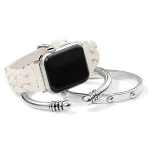 Brighton: Sutton Optic White Braided Leather Watch Band - W2042C