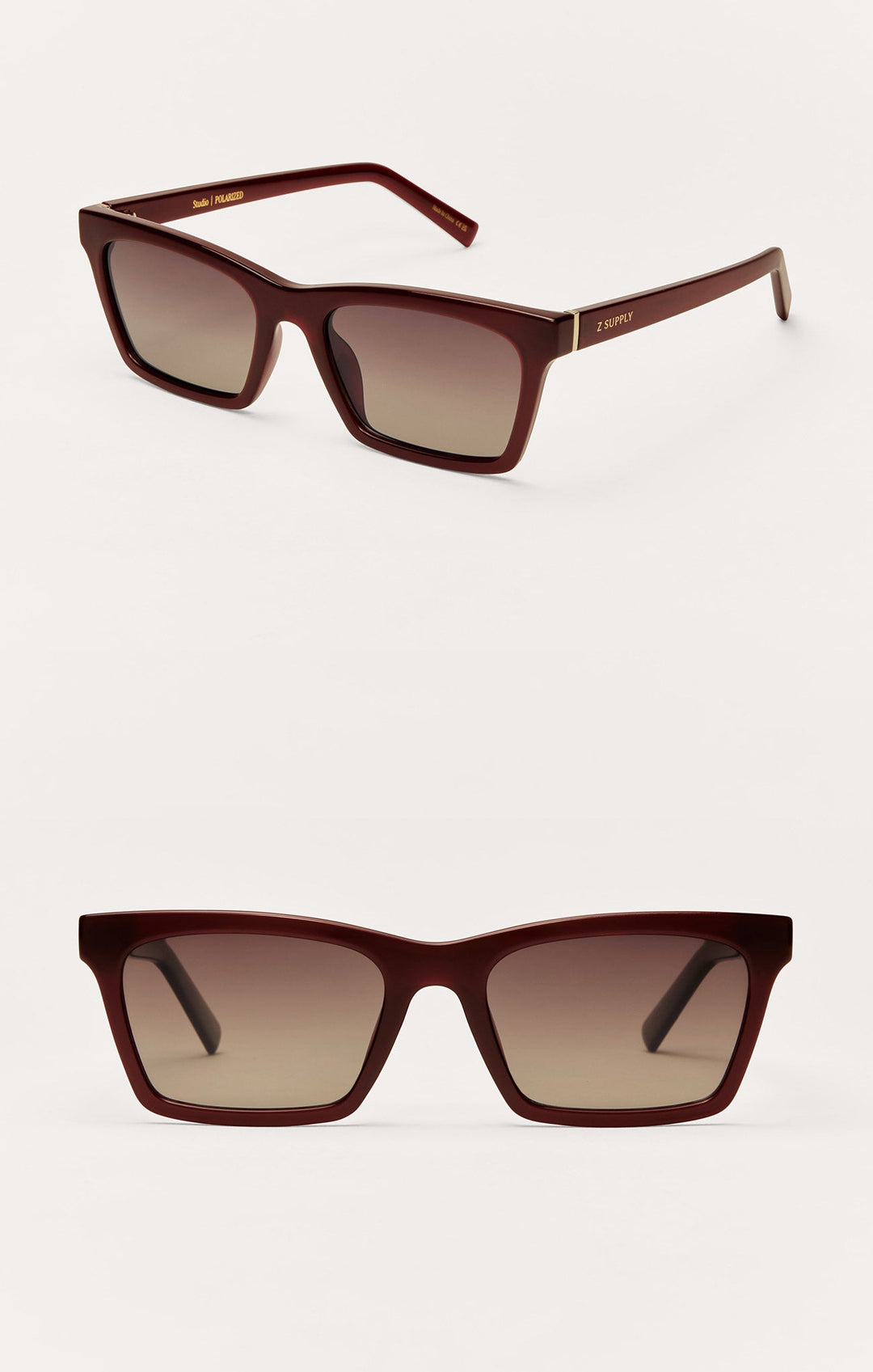 Z Supply Studio Vino polarized sunglasses in deep burgundy with brown gradient lenses