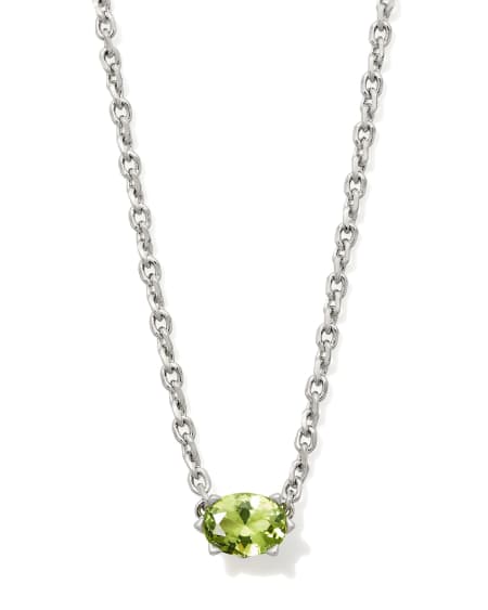 Kendra Scott: Cailin Crystal Pendant Necklace in Silver Green Peridot Crystal