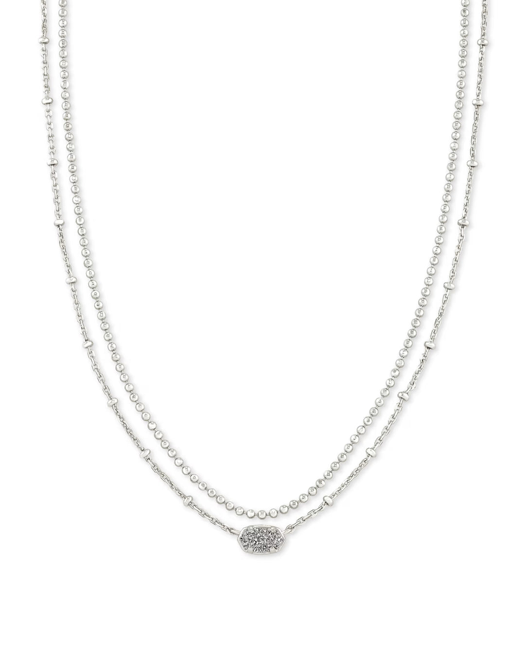 Kendra Scott: Emilie Silver Multi Strand Necklace In Platinum Drusy - The Vogue Boutique