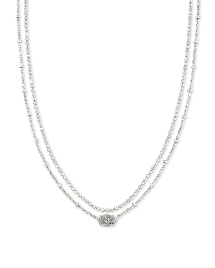 Kendra Scott: Emilie Silver Multi Strand Necklace In Platinum Drusy - The Vogue Boutique