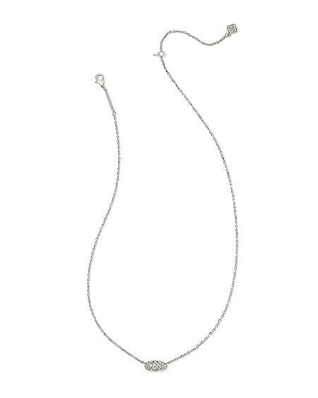 Kendra Scott: Holland Crystal Short Pendant Necklace in Silver White Cz