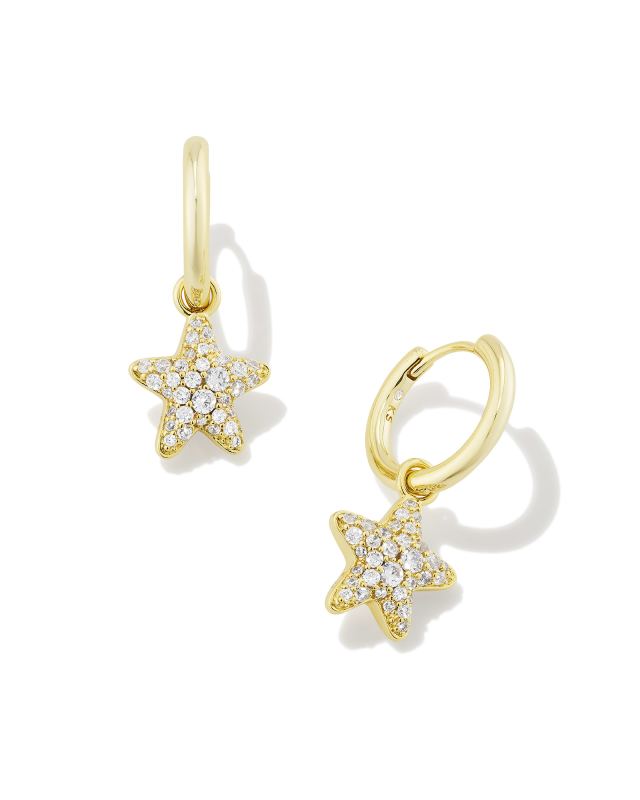 Kendra Scott: Jane Huggie Earrings in Gold White Enamel