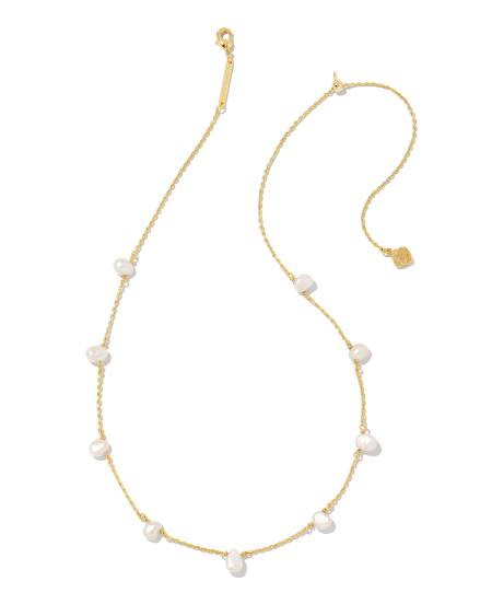 Kendra Scott: Leighton Pearl Strand Necklace in Gold White Pearl