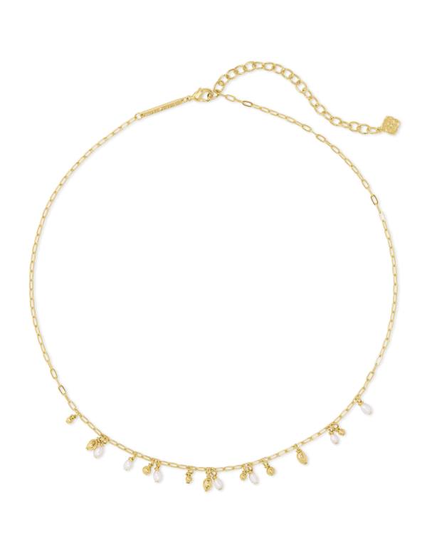 Kendra Scott Mollie choker necklace in gold with white pearl dangles