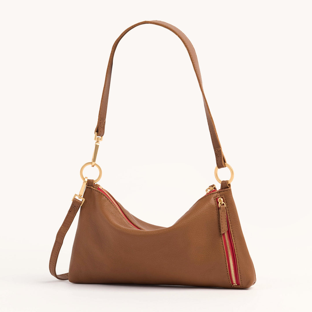 Hammitt: Kyle Handbag in Mahogany Pebble/Brushed Gold