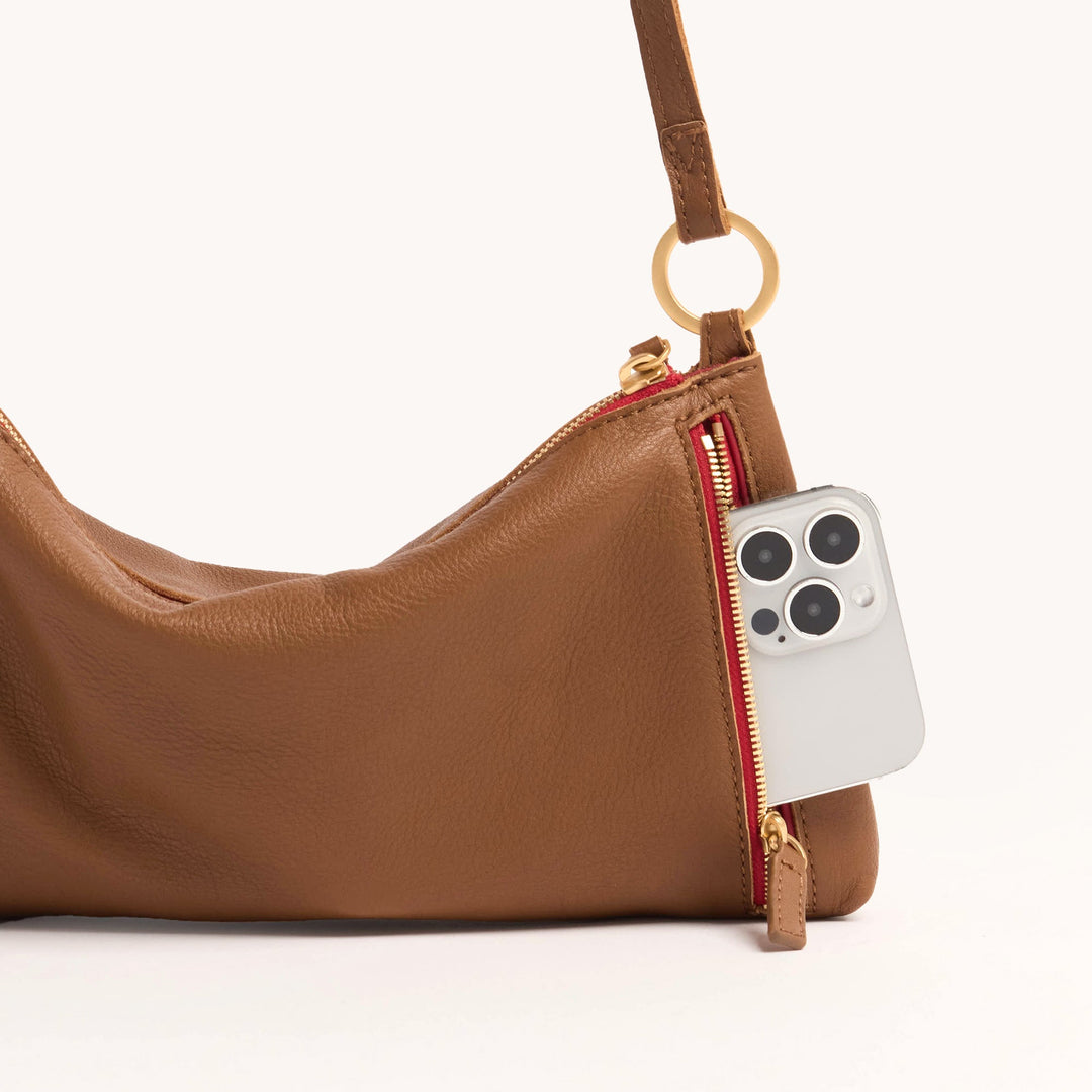 Hammitt: Kyle Handbag in Mahogany Pebble/Brushed Gold