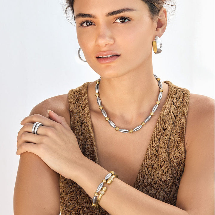 Brighton: Meridian Orbit Bead Two-Tone Bracelet (JF0413)