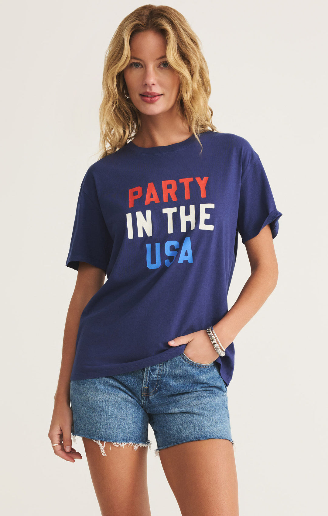 Z Supply: Party Boyfriend Tee in Yacht Blue